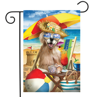 Beach Day Dog Summer Garden Flag