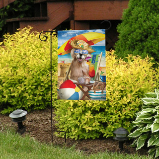 Beach Day Dog Summer Garden Flag