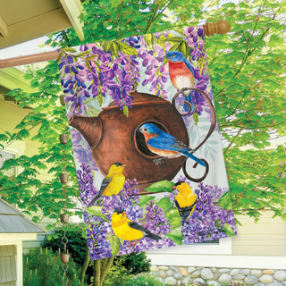 Teapot Birdhouse Spring House Flag