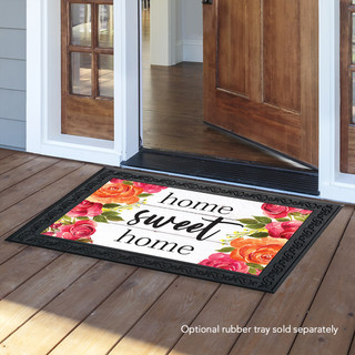 Briarwood Lane small printed doormat with colorful floral design and "Home Sweet Home" on porch.