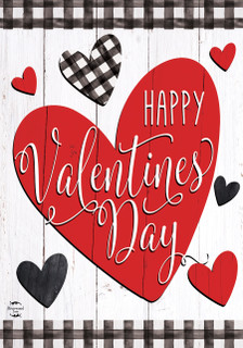 Briarwood Lane small printed Checkered Valentine Garden Flag with pink and red hearts for Valentine's Day.