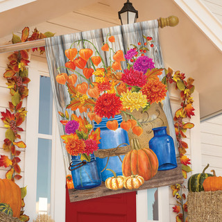 Fall Mason Jars Floral House Flag