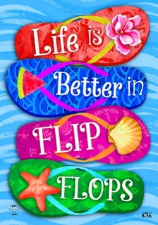 Briarwood Lane Better In Flip Flops Garden Flag with colorful flip flops and beach themed designs.