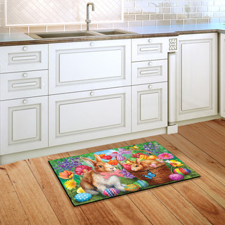 Briarwood Lane Bunnies And Basket Easter Doormat, small colorful printed decorative mat for porch or deck.