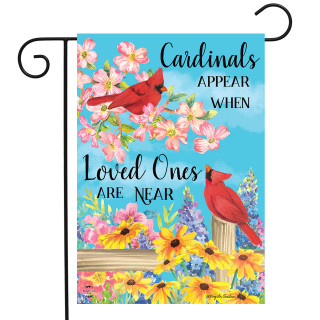 Briarwood Lane small printed garden flag with cardinals and spring flowers for porch or yard display.