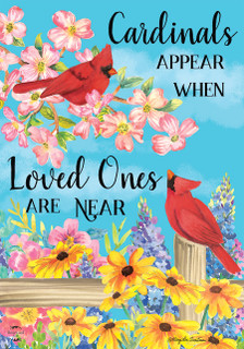 Briarwood Lane small printed garden flag with colorful cardinals and springtime flowers for porch display.