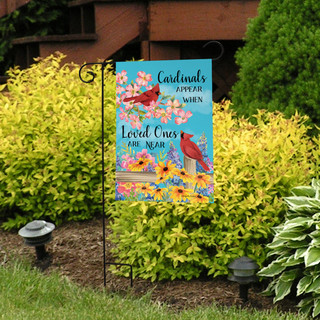 Briarwood Lane small printed spring garden flag with colorful cardinals and flowers for porch or yard display.