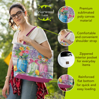 Briarwood Lane Spring Floral Jars small colorful tote bag with printed decorative design and cheery flowers.