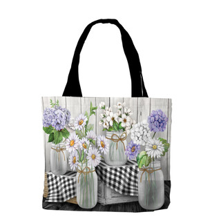 Checkered Mason Jars Spring Canvas Tote Bag