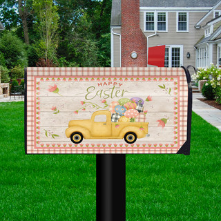 Briarwood Lane Easter Egg Pickup Holiday Mailbox Cover with colorful springtime design on a lawn.