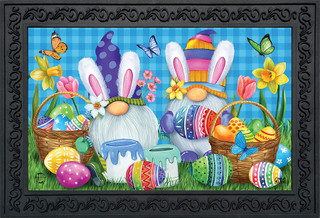 Briarwood Lane Easter Gnomes Holiday Doormat with colorful gnomes, eggs, and spring flowers design.