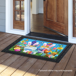 Briarwood Lane Easter Gnomes Holiday Doormat, colorful printed decorative mat for springtime porch display.