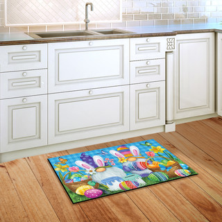 Briarwood Lane Easter Gnomes Holiday Doormat, colorful printed decorative mat with gnomes and Easter eggs.