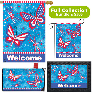 Briarwood Lane American Butterflies Patriotic Magnetic Mailbox Cover - Standard Size 6.5"x19"