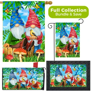 Briarwood Lane Gnome Sweet Gnome garden flag, doormat, and mailbox cover decorative bundle set.