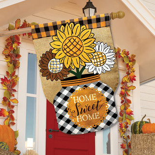 Fall Sunflowers Seasonal Burlap House Flag
