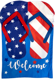 Patriotic Flip Flops Summer Applique House Flag