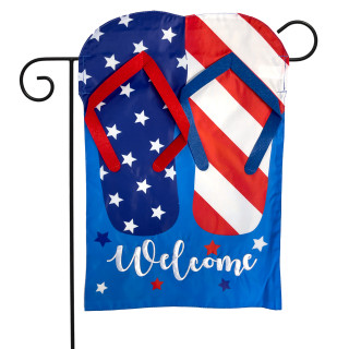 Patriotic Flip Flops Summer Applique Garden Flag