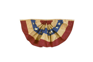 Briarwood Lane tea-dyed, aged, antiqued patriotic bunting with American flag design, 48" x 24", USA themed.