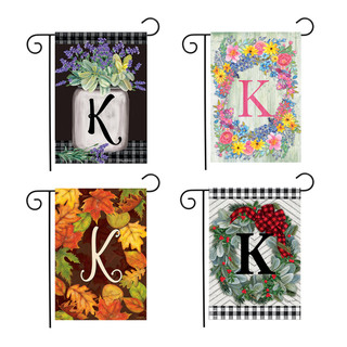 Seasons Monogram Letter K Garden Flag (Set of 4)
