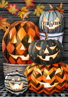 Patterned Jack-O-Lanterns Halloween House Flag - Briarwood Lane