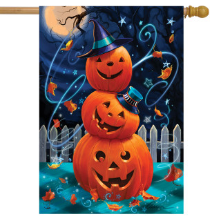 Halloween Pumpkin Stack House Flag