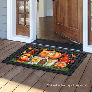 Briarwood Lane small printed Fall Gnome doormat with colorful autumn design on a porch.