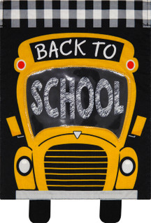 Briarwood Lane small, printed, decorative, colorful garden flag with cheerful Back to School school bus design.