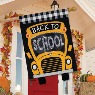 Briarwood Lane small printed Back to School burlap house flag with colorful cheerful fall design.