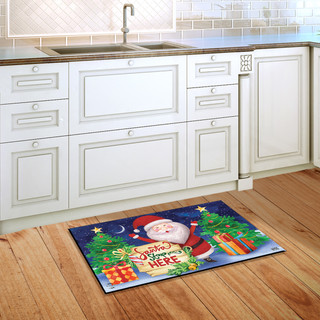 Briarwood Lane Santa Stop Here Christmas doormat, small printed decorative mat for holiday porch display.