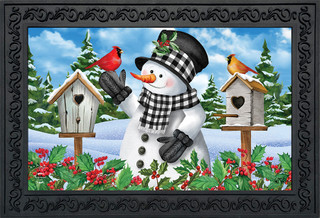 Briarwood Lane small printed Checkered Snowman Winter Doormat for festive holiday and seasonal porch display.