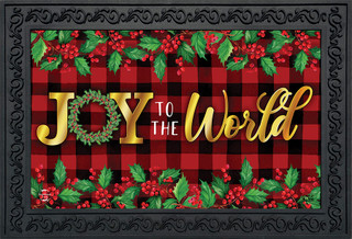 Briarwood Lane's Joy To The World Christmas doormat, a colorful, festive, printed holiday decoration for porch.