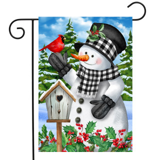 Briarwood Lane small printed Checkered Snowman Winter Garden Flag for festive holiday porch and yard display.