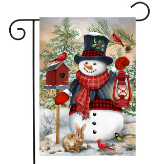 Briarwood Lane Snowman And Friends Winter Garden Flag, colorful holiday decor for porch or yard display.
