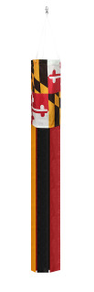 Briarwood Lane Maryland windsock in black, gold, red and white colors, seasonal decorative item.
