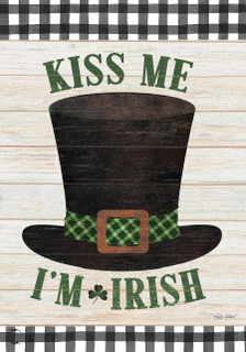 Briarwood Lane rustic hat with green plaid band and shamrock, St. Patty's lucky Irish house decor.