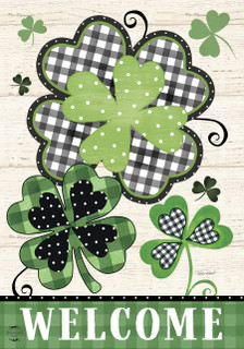 Patterned Shamrocks Welcome House Flag