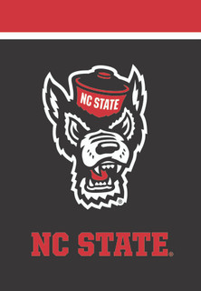 Briarwood Lane NC State University NCAA Garden Flag with official licensed wolf logo and text.