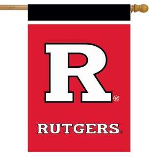 Rutgers University NCAA house flag by Briarwood Lane, official licensed sports banner with large white R.
