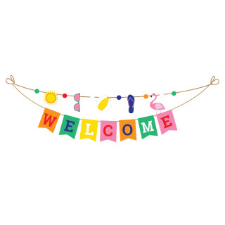 Briarwood Lane Summer Fun Beach String Banner, colorful welcome decoration for porch, yard, or patio display.