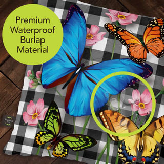 Briarwood Lane checkered butterfly spring decorative pillow with colorful printed butterflies and flowers design.