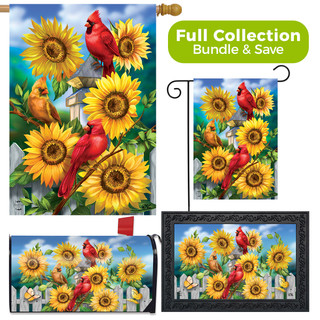 Briarwood Lane Cardinals and Sunflowers garden flag, mailbox cover and doormat decorative fall collection.