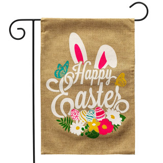 Happy Easter Burlap Garden Flag