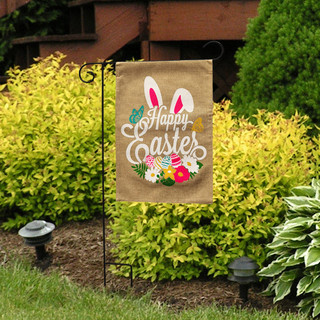 Happy Easter Burlap Garden Flag