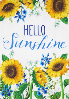 Hello Sunshine Summer Burlap House Flag