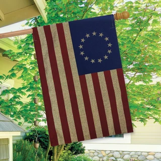 Briarwood Lane Betsy Ross Burlap House Flag with patriotic American stars and stripes design.