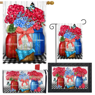 Red White and Blue Jars Floral Design Collection