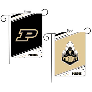 Briarwood Lane Purdue University NCAA Double-Sided Garden Flag, black and gold colors, front and back view.
