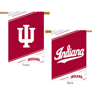 Briarwood Lane Indiana University NCAA Double-Sided House Flag with white logo and text on red background.