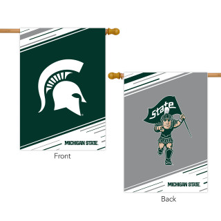 Michigan State University NCAA double-sided house flag, green, white, and gray, Briarwood Lane brand logo.